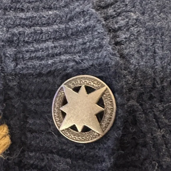 Navy and Yellow Hand Embroider Celestial Sweater - Picture 3 of 4